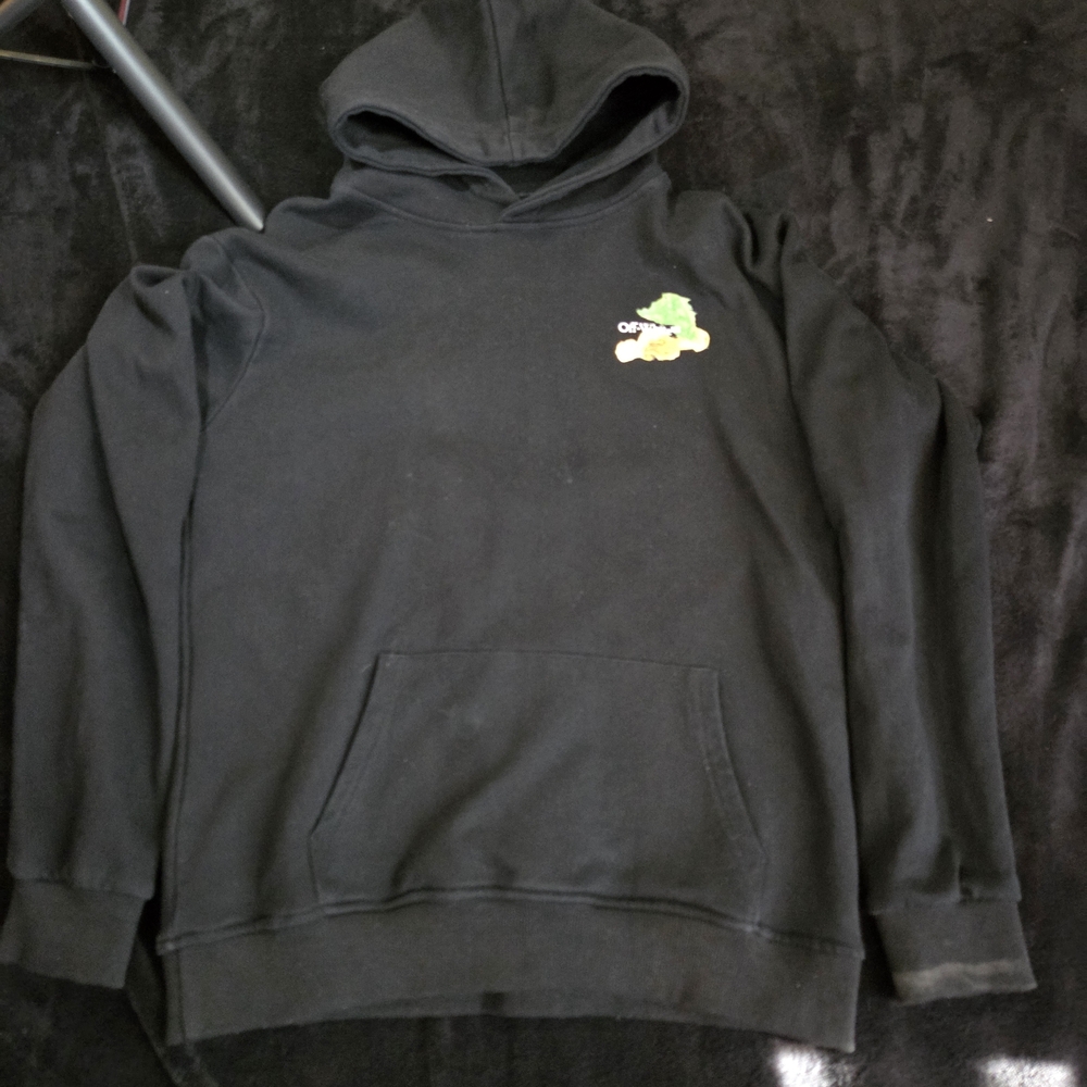 Off-White Black Hoodie with Label Detail